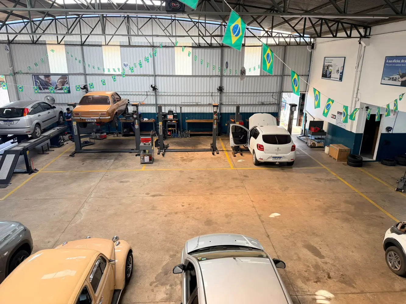 Vista superior dos boxes